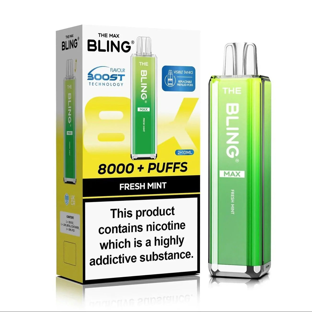 Crystal Bling Max 8000 Prefilled 8 Pod Kit Box of 5