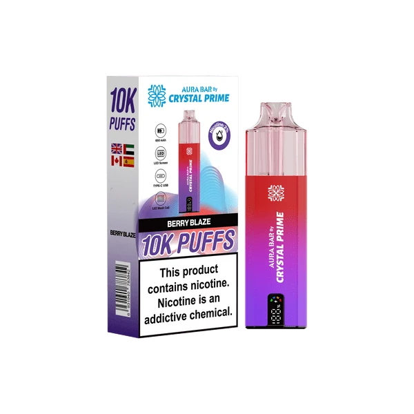 Crystal Prime Aura Bar 10000 Puffs Prefilled Pod Vape Kit Box of 5