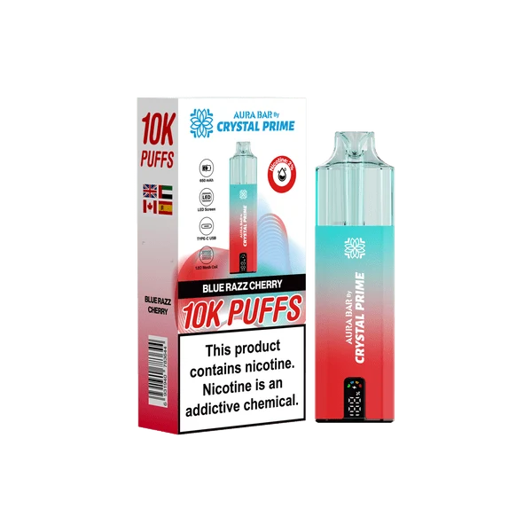 Crystal Prime Aura Bar 10000 Puffs Prefilled Pod Vape Kit Box of 5