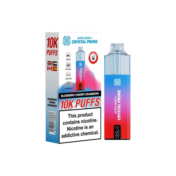 Crystal Prime Aura Bar 10000 Puffs Prefilled Pod Vape Kit Box of 5