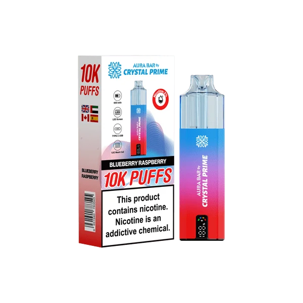 Crystal Prime Aura Bar 10000 Puffs Prefilled Pod Vape Kit Box of 5
