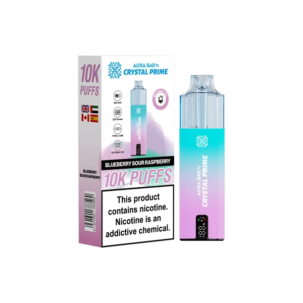 Crystal Prime Aura Bar 10000 Puffs Prefilled Pod Vape Kit Box of 5