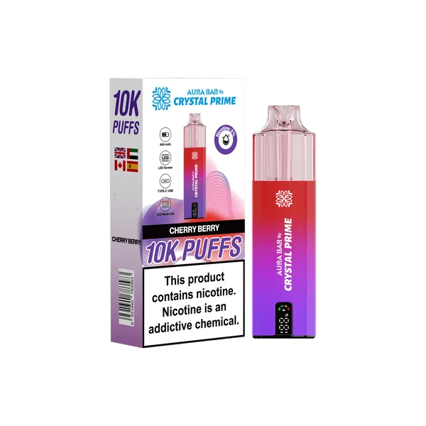 Crystal Prime Aura Bar 10000 Puffs Prefilled Pod Vape Kit Box of 5