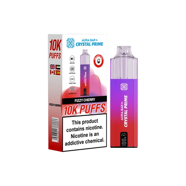 Crystal Prime Aura Bar 10000 Puffs Prefilled Pod Vape Kit Box of 5