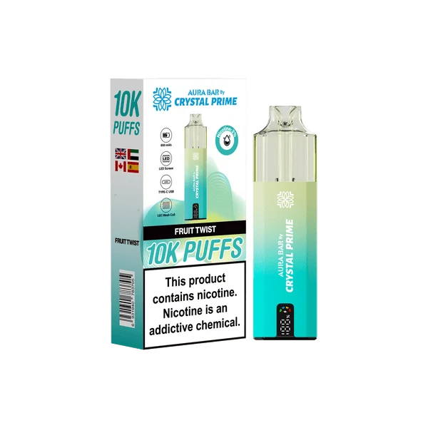 Crystal Prime Aura Bar 10000 Puffs Prefilled Pod Vape Kit Box of 5