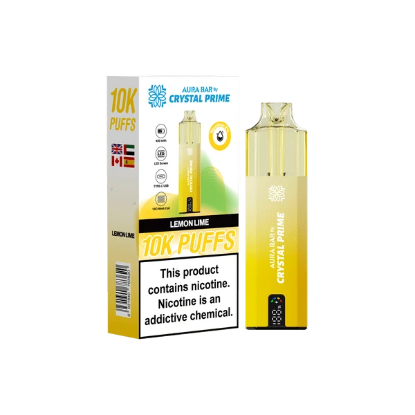Crystal Prime Aura Bar 10000 Puffs Prefilled Pod Vape Kit Box of 5