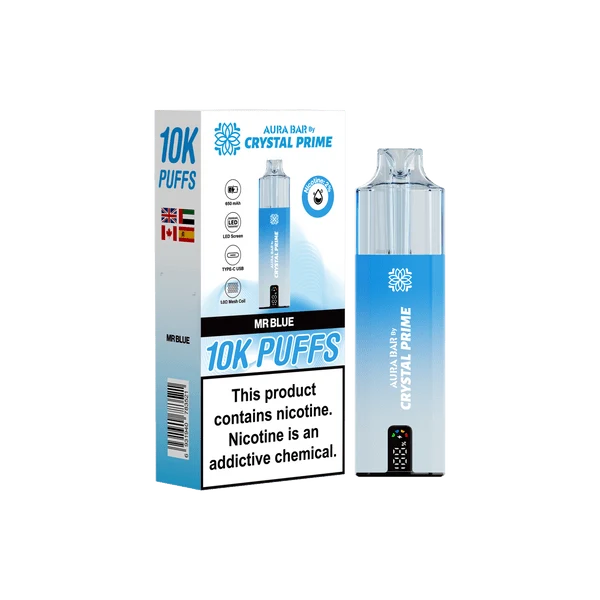 Crystal Prime Aura Bar 10000 Puffs Prefilled Pod Vape Kit Box of 5