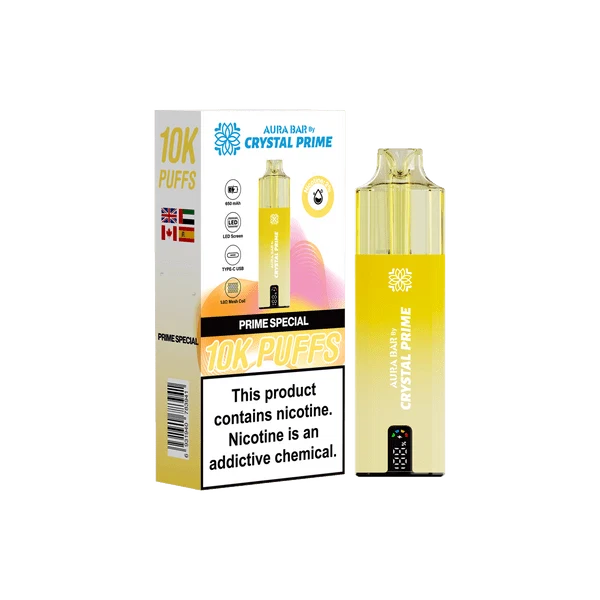 Crystal Prime Aura Bar 10000 Puffs Prefilled Pod Vape Kit Box of 5