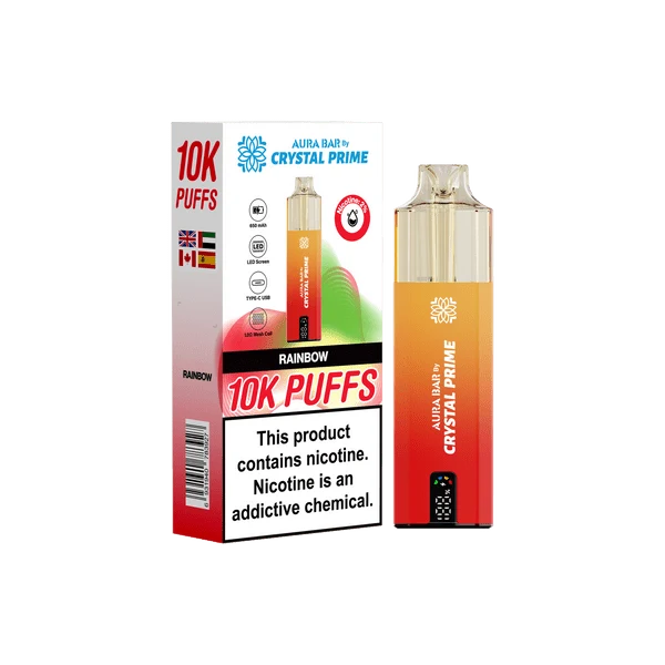 Crystal Prime Aura Bar 10000 Puffs Prefilled Pod Vape Kit Box of 5