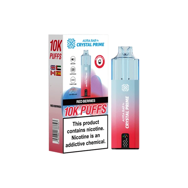 Crystal Prime Aura Bar 10000 Puffs Prefilled Pod Vape Kit Box of 5