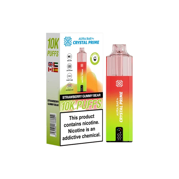 Crystal Prime Aura Bar 10000 Puffs Prefilled Pod Vape Kit Box of 5