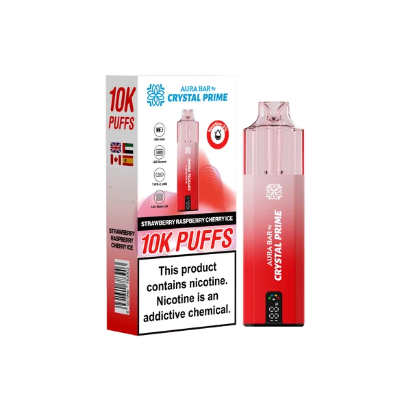 Crystal Prime Aura Bar 10000 Puffs Prefilled Pod Vape Kit Box of 5