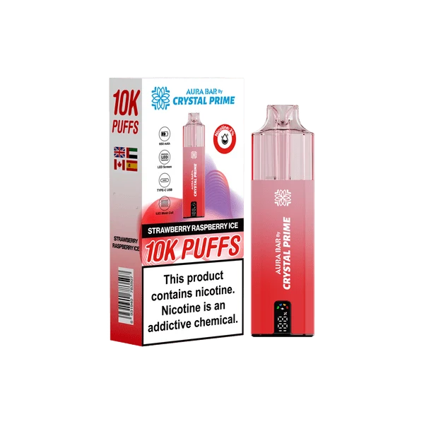 Crystal Prime Aura Bar 10000 Puffs Prefilled Pod Vape Kit Box of 5