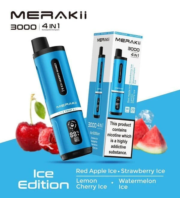 Merakii 3000 Prefilled Pod Vape 4 in 1 Edition - Box of 5